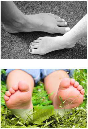 Damen und Herren Füße im Vergleich