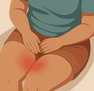 Reibung an den Oberschenkeln verursacht Hautreizungen