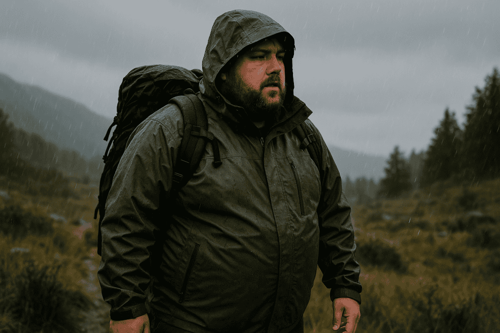 wanderer im regen mit wasserdichter regenjacke - regenbekleidung ratgeber