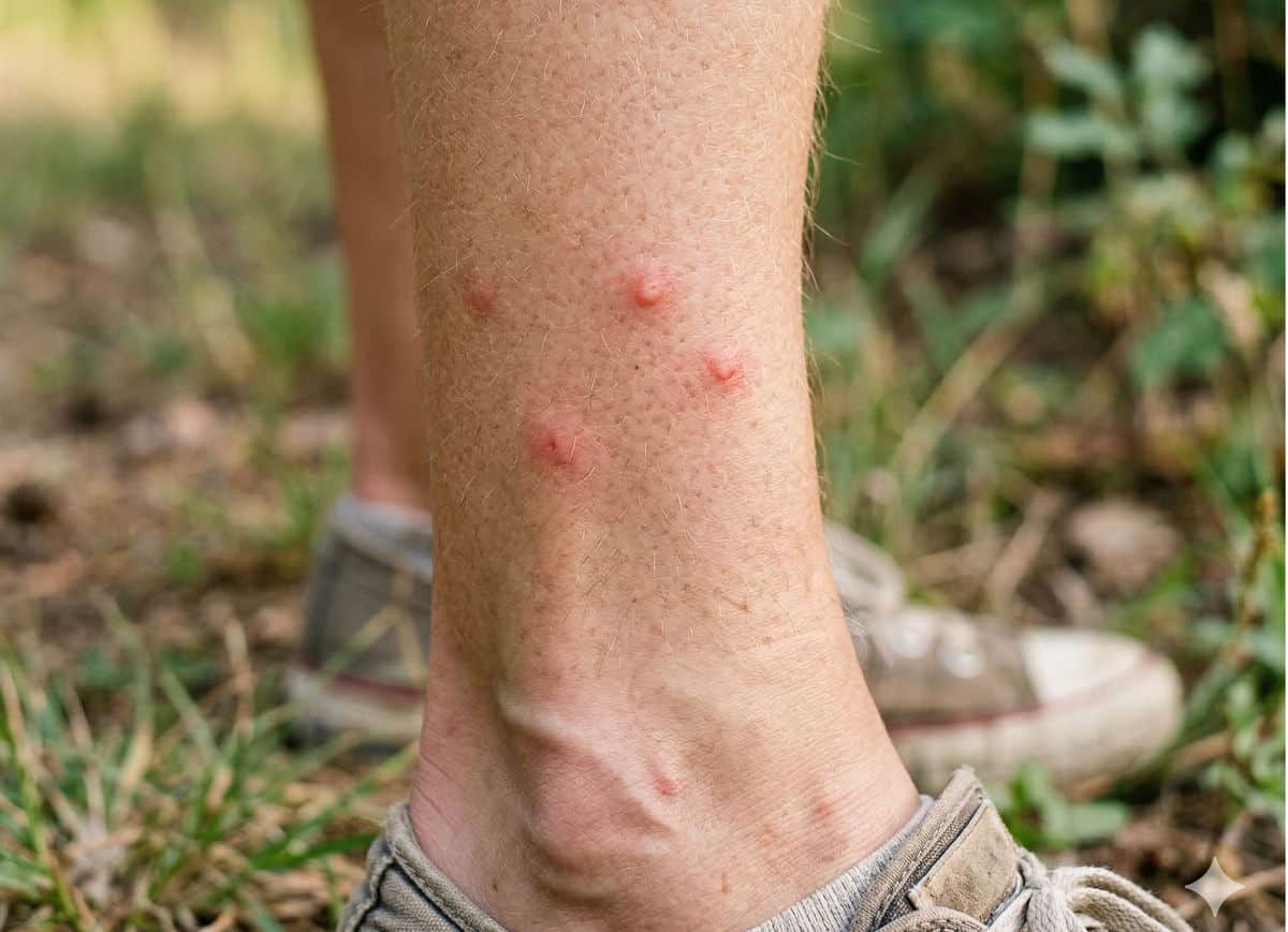 Mückenstiche an Knöchel und Bein – typische Stellen, die beim Auftragen von Mückenspray vergessen werden