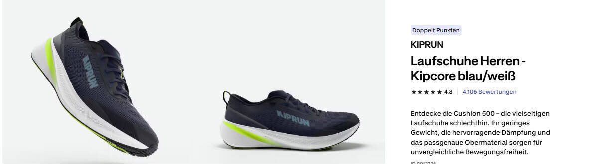 Decathlon Kiprun Kipcore Laufschuh Herren – Produktansicht