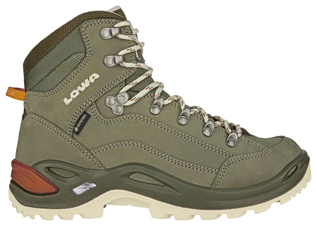 Outdoor Wanderschuh in Olivgrün mit robustem Design und Profilsohle.