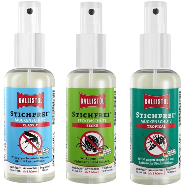 Ballistol Stichfrei Classic + Tropical + Zecken - 3er Set