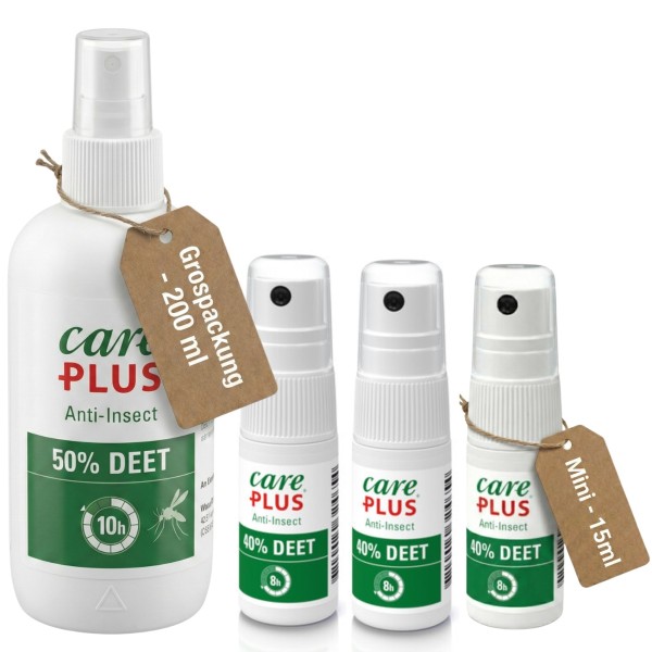 Care Plus DEET Reise-Set Großflasche + 3x Mini