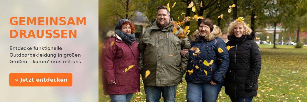 Herbst-Wanderbekleidung in &Uuml;bergr&ouml;&szlig;en f&uuml;r Damen und Herren