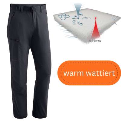 Maier Sports Oberjoch Pantaloni Uomo Da Trekking, Nero, Taglia 28, Idrorepellenti, Elastici 4 Vie, Asciugatura Rapida Dryprotec