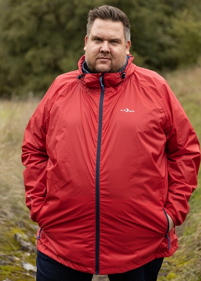 Herren Regenjacke in Übergröße, rote Funktionsjacke