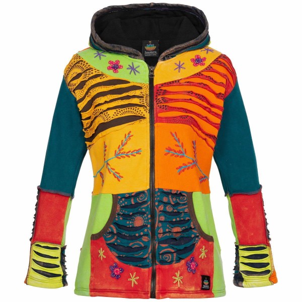 Ankerglut Nepalliebe Damen Patchwork Jacke - handarbeit